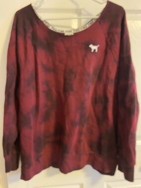 Victoria's Secret PINK Burgundy off the shoulder Crewneck Sweatshirt